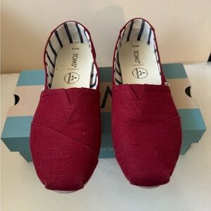 TOMS Burgundy Canvas Slip-Ons